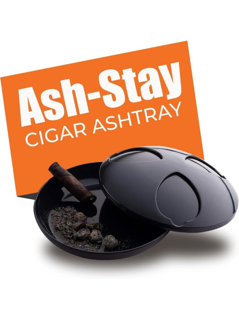 Cigar Ashtray with Cover - Wind Resistant, Odor-Free for Patio & Office Use